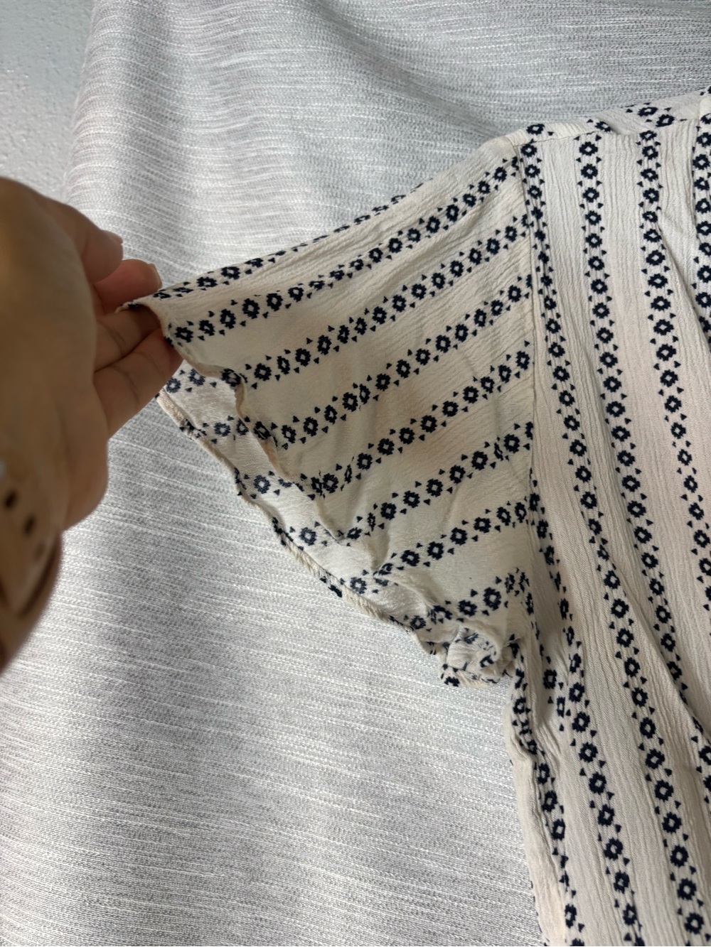Blush Cream and Black Striped Wrap Blouse - Picture 2 of 5